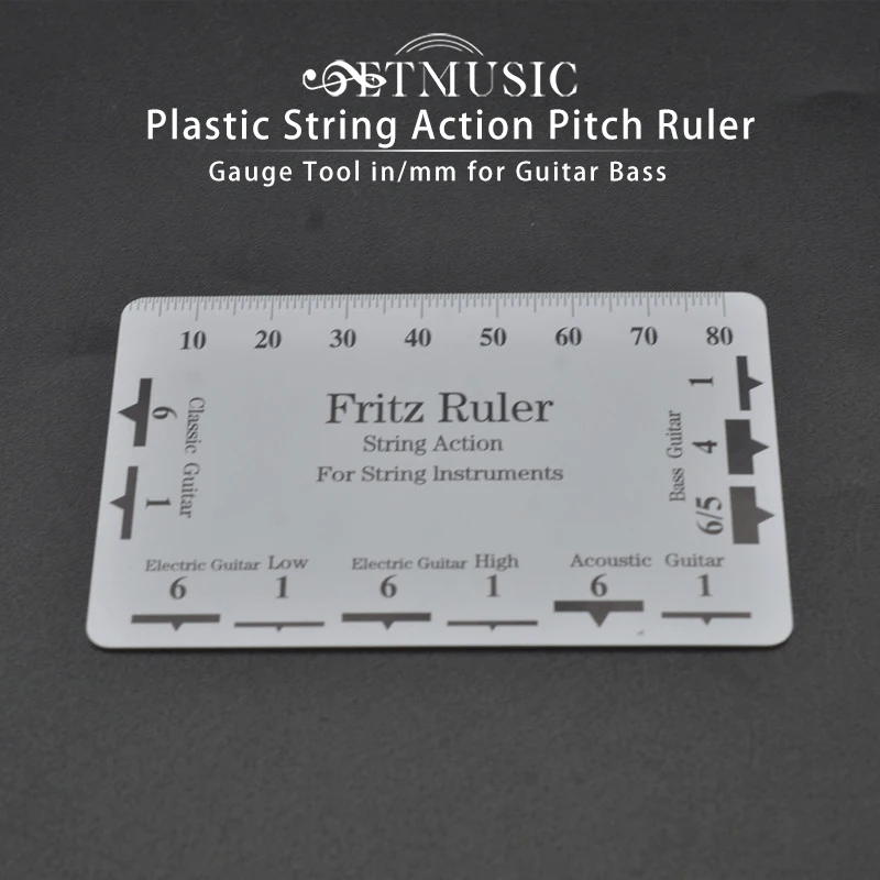 Plastic String Action Pitch Ruler Gauge Tool in/mm for Guitar Bass Firtz Ruler