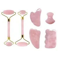Set de Rodillo de Cuarzo Rosa y Gua Sha