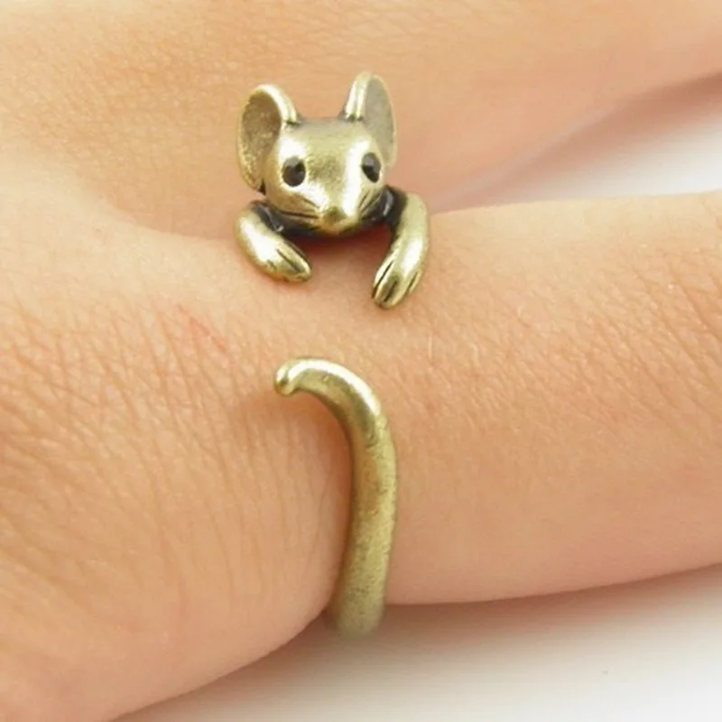 Unique Retro Mouse Adjustable Ring Women\'s Ring Cartoon Animal Ring Vintage Mouse Ring Unisex Cute Jewelry Gift