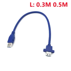 USB Cable 3.0 Extension Male to Female extender cable cord Dual Shielded  Screw Panel Mount 0.3M 0.6M 1M 1.5M 3M