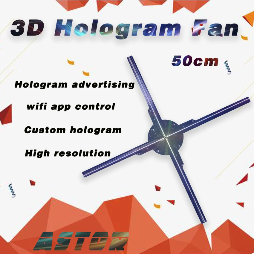 50cm 3D hologram fan 3D led  hologram display wifi app control with cover and tripod 3D led fan custom hologram outdoor display