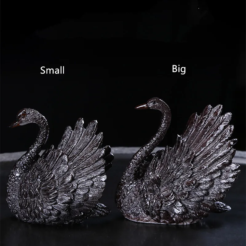 color changing swan creative home decoration resin lover gift table ornament small size tea pet on tea tray