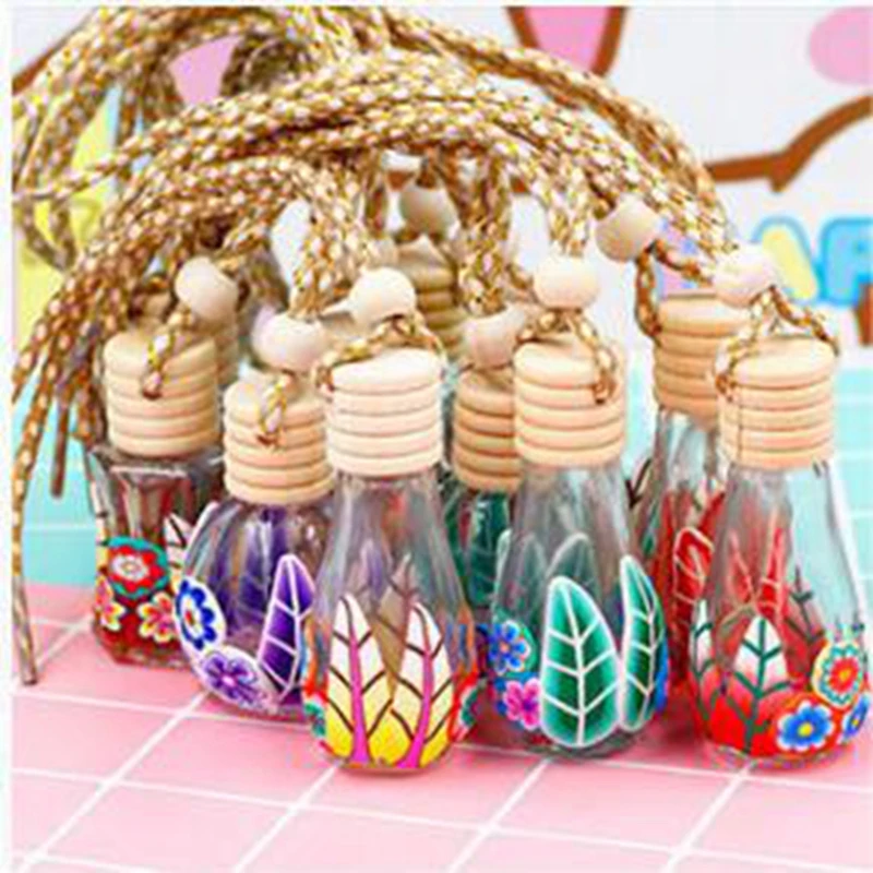 100pcs 8-15ml Polymer Clay Glass Essence Oil Diffuser Perfume Empty Bottle Car Hang Decoration Tourist Souvenirs