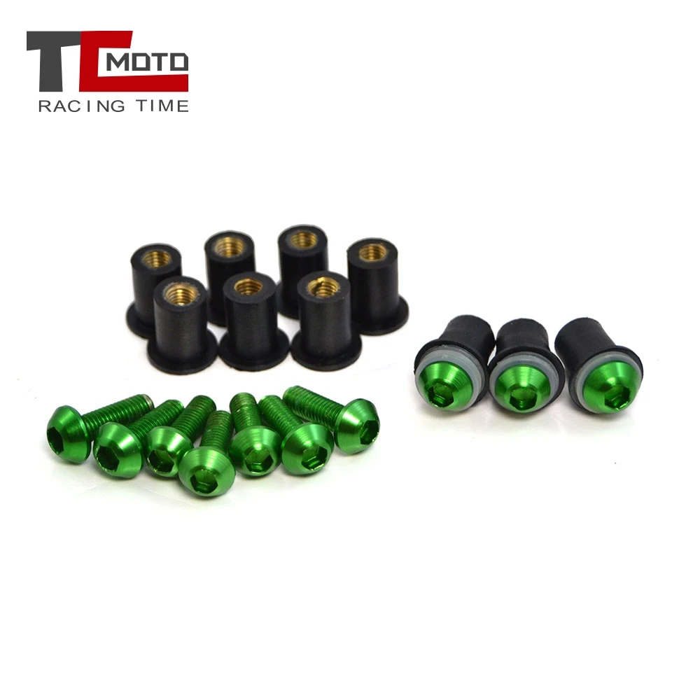 10pcs M5 Motorcycle Windscreen Fairing Well Nut Bolts Screw 6 Colors For Kawasaki Ninja 650R ER-5F ZX10R ZX6R ZX636 ZX600R 7R