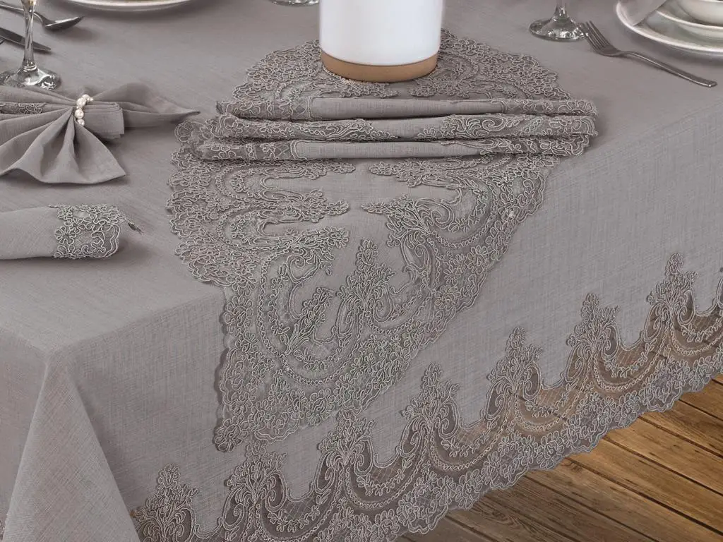 Lisa Table Cover Set 18 Piece Gray