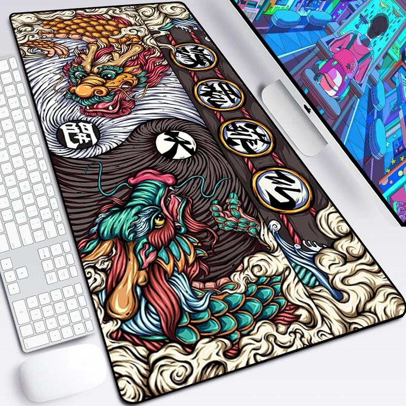 Elementos do estilo chinês mouse pad acessórios de jogos não-deslizamento mesa teclado tapete de mesa gamer computador tapete de borracha dragão mousepad