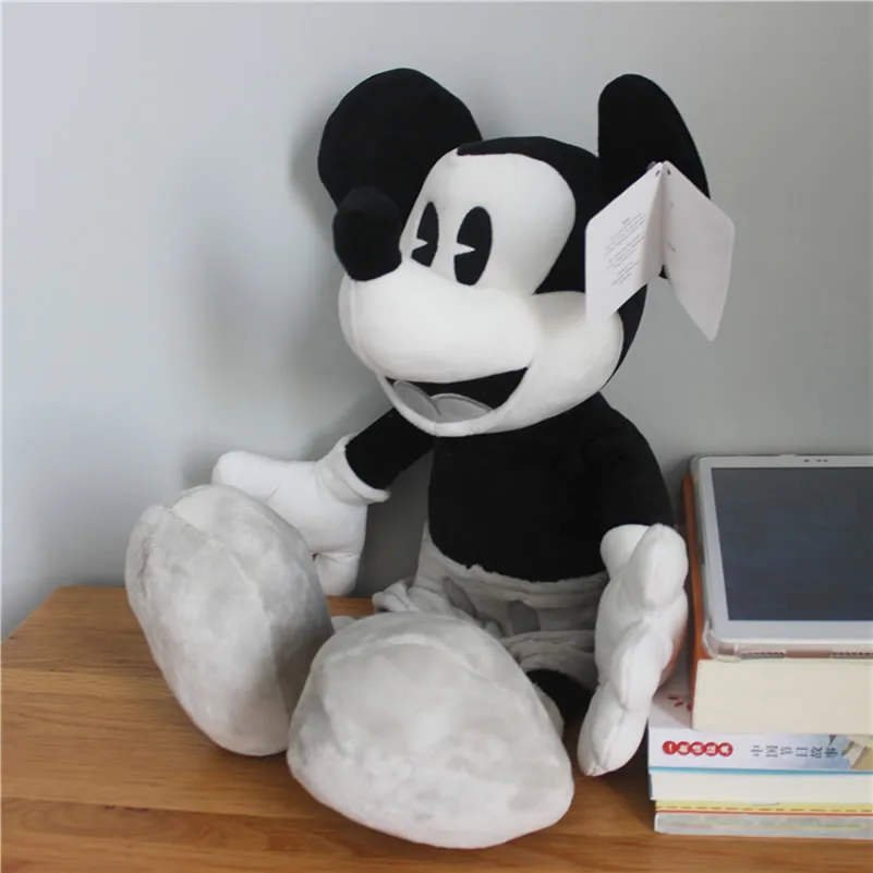 45cm Classic Black White Retro Mickey Mouse Plush Toys Stuffed Soft Boy Doll For Children Birthday Gifts