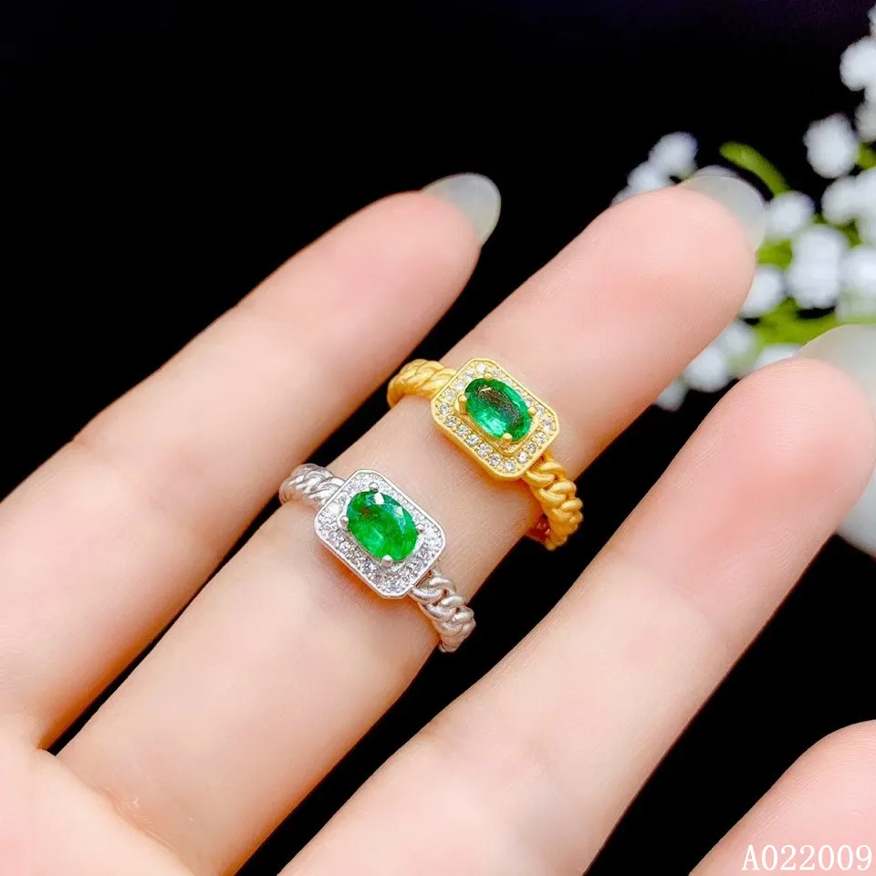 KJJEAXCMY fine jewelry 925 sterling silver inlaid natural emerald new ring luxury girl's ring Anniversary, Gift support test