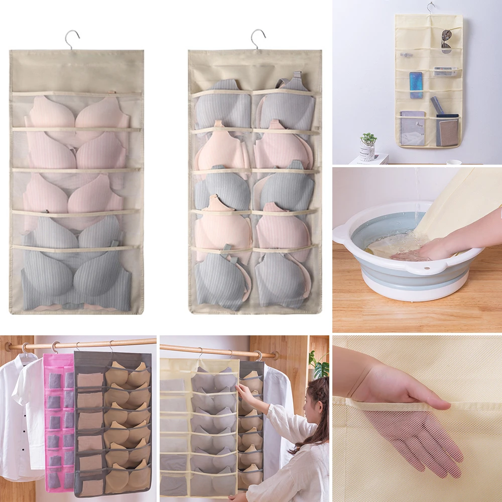 8-36 Lưới Hai Mặt Đồ Lót Áo Ngực Lưu Trữ Đồ Có Thể Giặt Tủ Quần Áo Gắn Cửa Treo Túi Quần Áo Tất Ngắn Chia hộp Cho Gia Đình