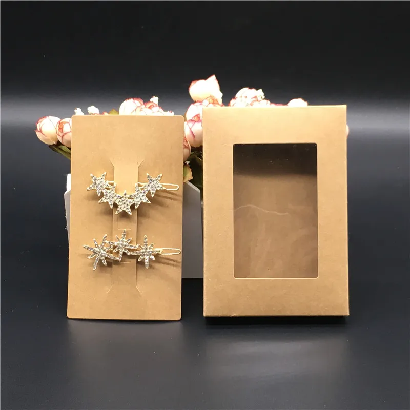 24pcs Clear Pvc Window Displays Boxes +24pcs Hairpin cards/Necklace cards Fashion Jewelry Set Gifts Packaging Boxes Multi-size