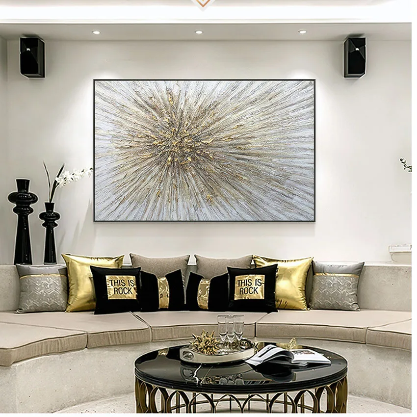 Modern Abstract Hand Canvas Oil Painting Non-toxic Pigment for Artistic Decoration of Hotel Restaurant Living Room Bedroom Walls