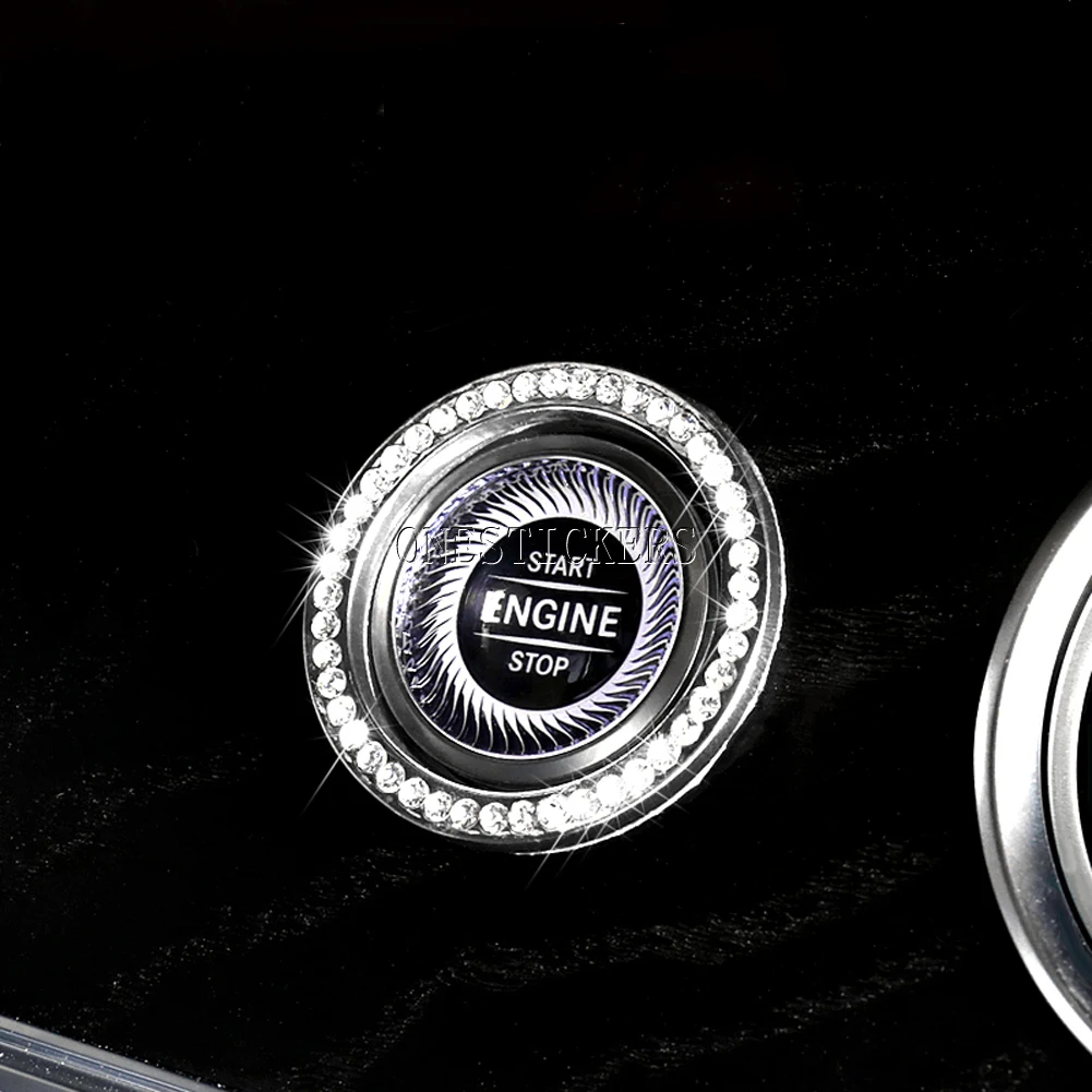 For Mercedes Benz E Class W213 C S GLC Class W205 W222 X253 Car Accessories Engine Start Stop Button Ring Trim Diamond Cover NEW