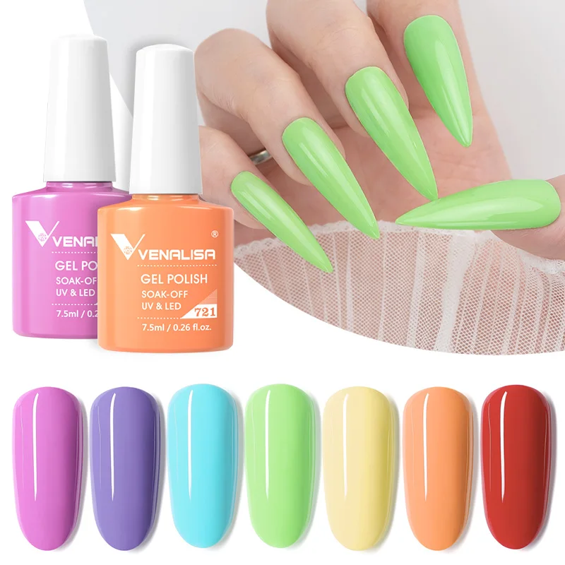 Venalisa VIP3 กึ่งถาวรความงามเจลเล็บ Top Coat Nowipe Glitter Pastel เคลือบเงาแสงสีม่วงเล็บเจล