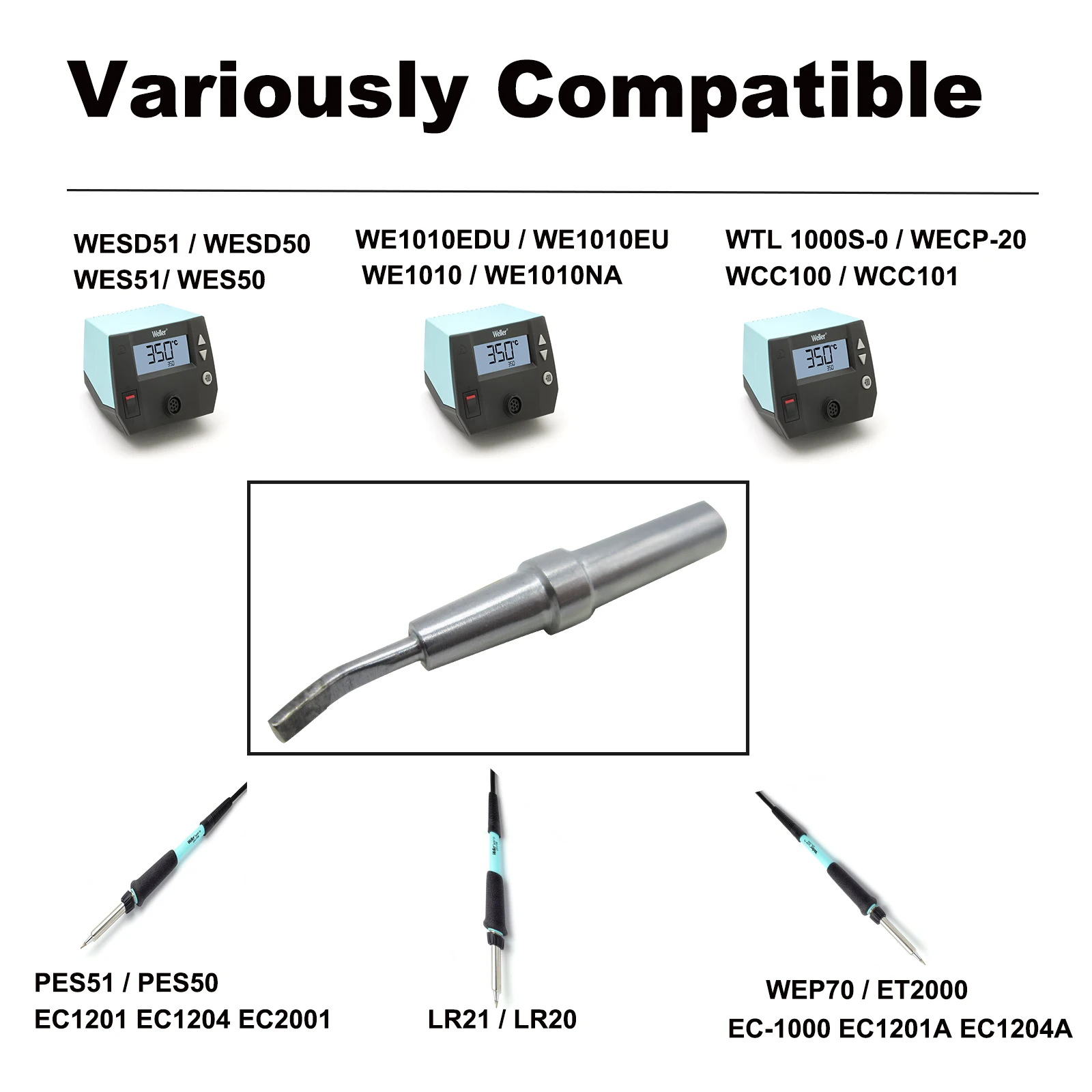 Punta de soldadura ETKX cincel doblado, 1,2mm, compatible con WELLER west51, west50, west51, we10na, WE1010EU, PES51, PES50, LR21, LR20, broca de hierro