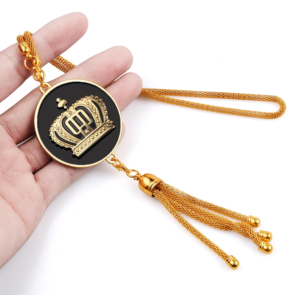 3D Metal Luxury VIP Royal Crown Emblem Car Pendant Decoration Suspension Rearview Mirror Ornaments Hanging Trim Accessories