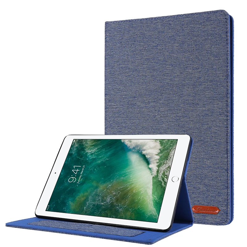 Folio dobrável algodão fabirc couro casos com slot para carteira para ipad 10.2 2019 gen 7th 10.2 2021 2020 smart cover + stylus