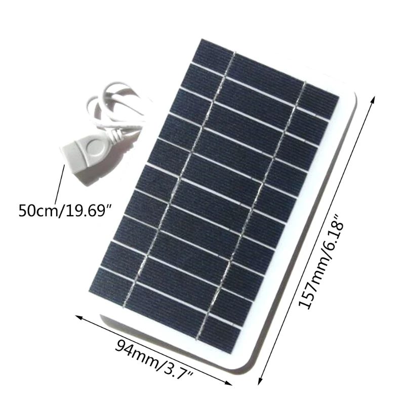 2W 5V Portable Solar Panel Dual USB Output Port Panel Outdoor Fexible Charger