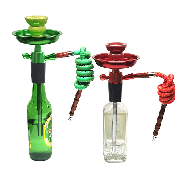 Water Pipe Smoking Bottle Stem Hookah Kit Liquor Glass Chicha Set Vodka Hookha Champagne Travel Whiskey Shicha Beer Wine Sheesha