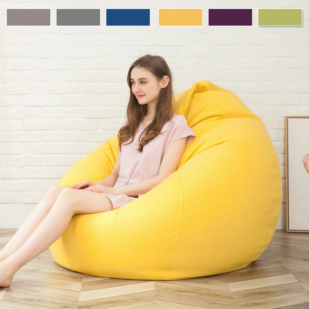 Large Small Lazy Sofas Cover Chairs without Filler Linen Cloth Lounger Seat Bean Bag Pouf Puff Couch Tatami Living Room