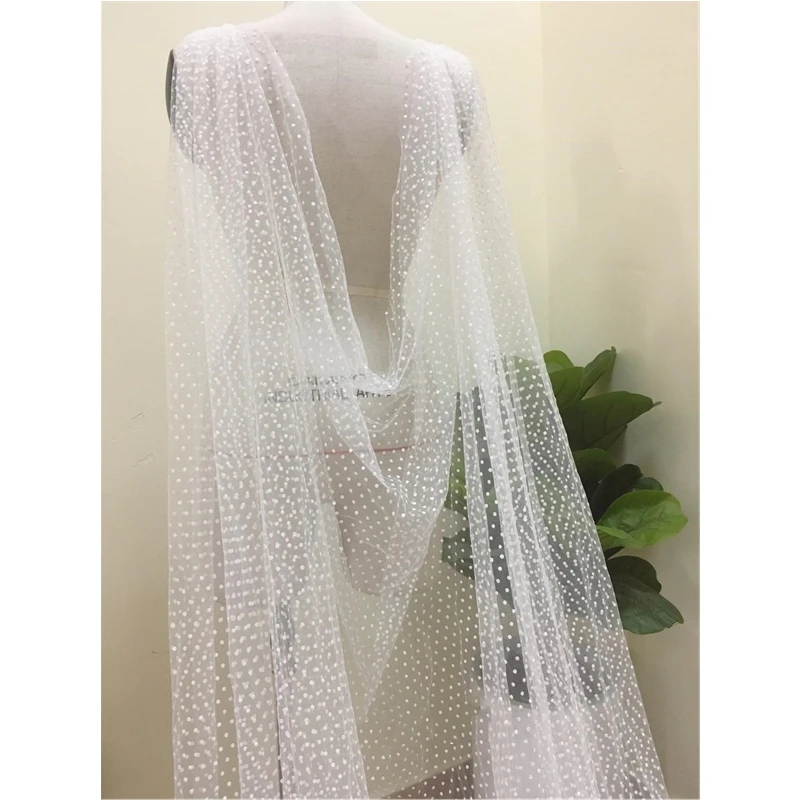 Polka Dots Ivory Bridal Shoulder Cape Veils Tulle Wedding Cloaks Capes for Brides Accessories Shoulder Train