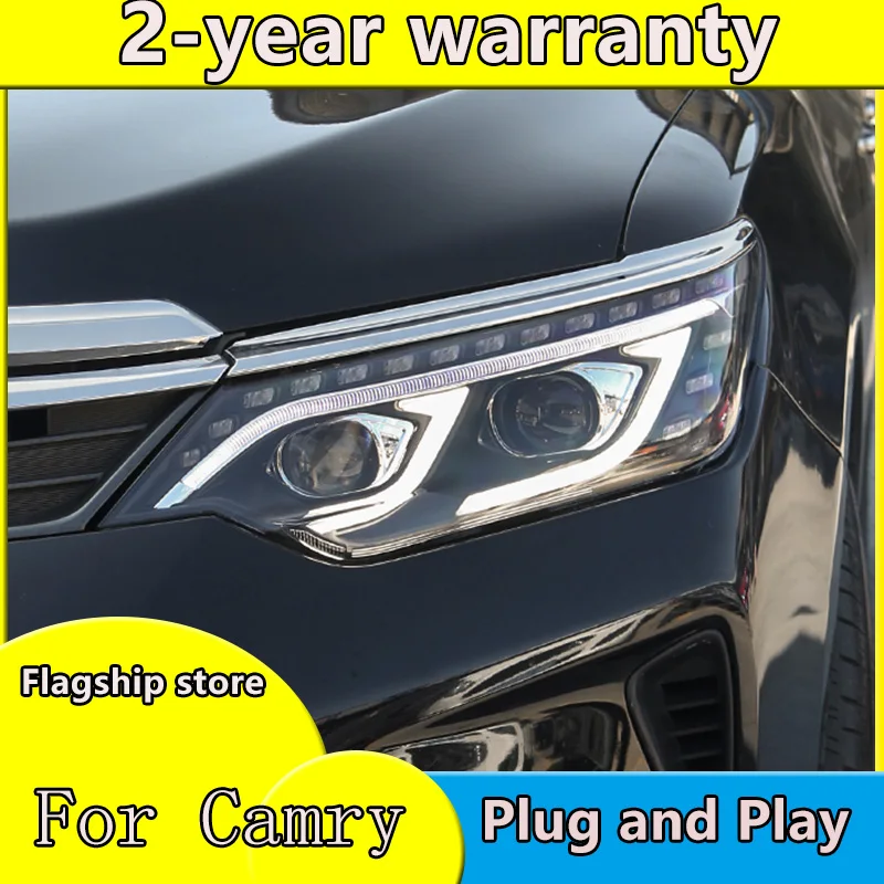 Car Styling for Toyota Camry V55 LED Headlight 2015-2017 YEAR New Camry Headlights drl Lens Double Beam H7 HID Xenon