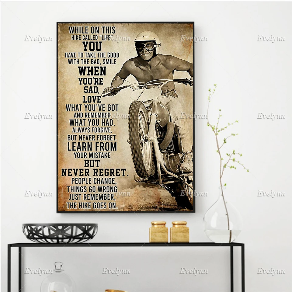 Motocross Dirt Bike Biker Poster While On This Hike Called Life You Have To Take Wall Art Prints Home Decor Canvas FloatingFrame