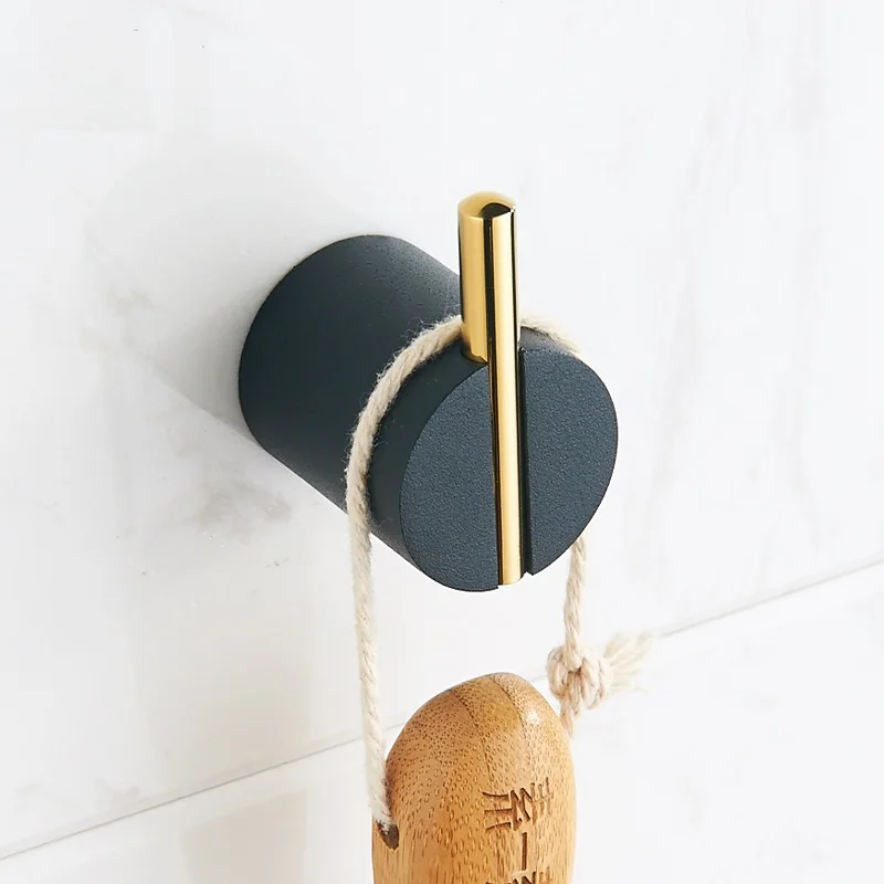 MTTUZK Brass Clothes Hook Wall Hanger Single Creative Black Gold Coat Hook Robe Hook For Home Kitchen Wall Door Bathroom Hook