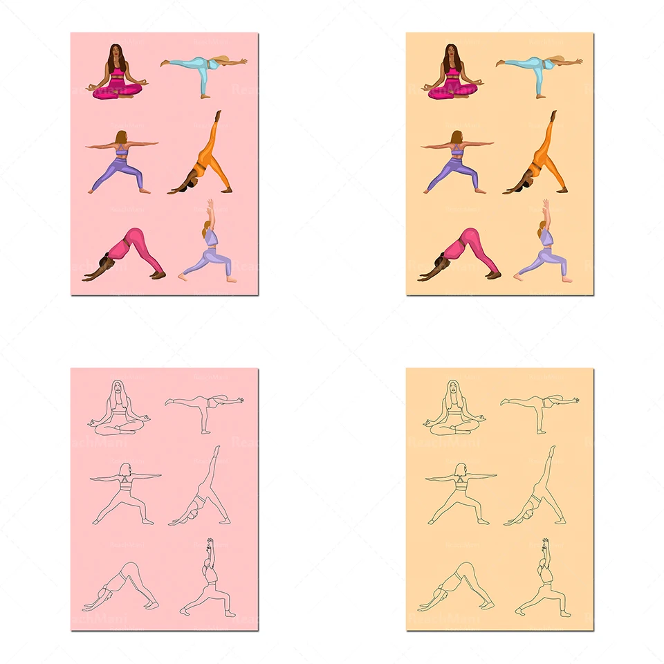 

Yoga Pose Print, Women Doing Yoga Wall Art, Yoga Lover Gift, Warrior Poses Art, Yoga Studio Decor, Yoga Illustration, Yoga Girl