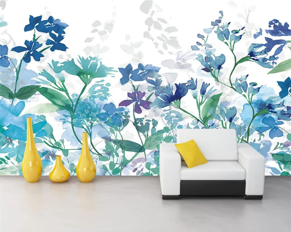 

Custom wallpaper photo watercolor hand painted pastoral flowers background walls home decoration mural 3d wallpaper