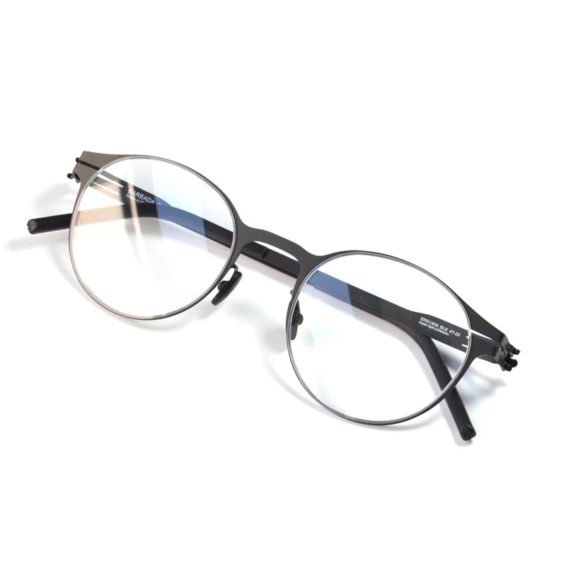 Germany Designer Screwless Vintage Round Eyeglasses for Men Super Thin Metal Retro Circle Lens Eyewear Frames Women