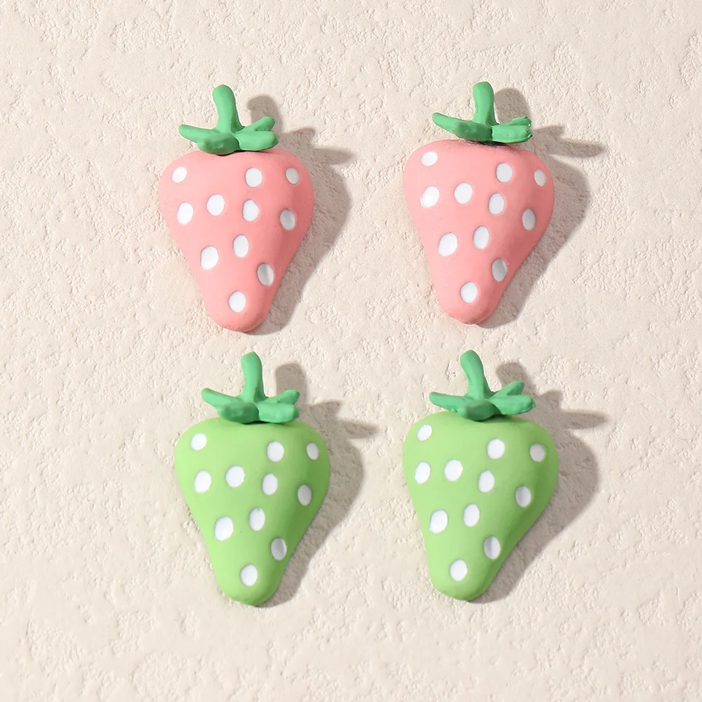 Cute Strawberry Earrings for Women Sweet Weekend Party Jewelry Accessories Pink Green Ice Cream Strawberry Earrings