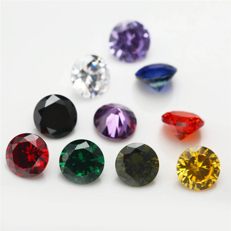 Total 15pcs 4mm~10mm 1pcs Per Colors Loose Cubic Zirconia Round Shape CZ Synthetic Gemstone