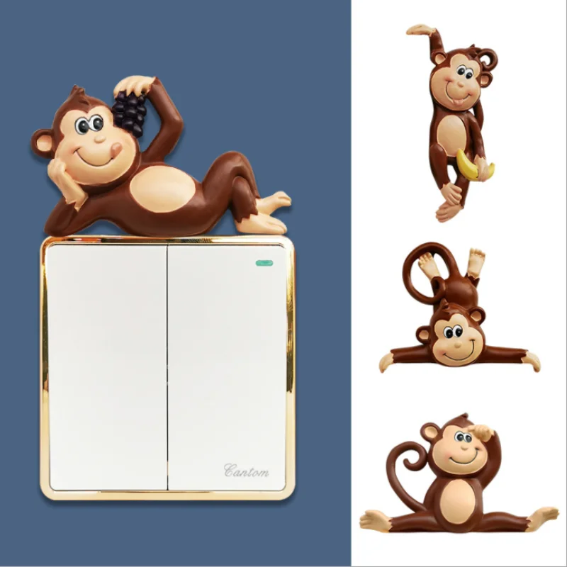 

Cartoon Monkey Switch Decoration Sticker Socket Protective Cover Indoor Wall Sticker Creative Resin 3d Stereo Socket Sticker