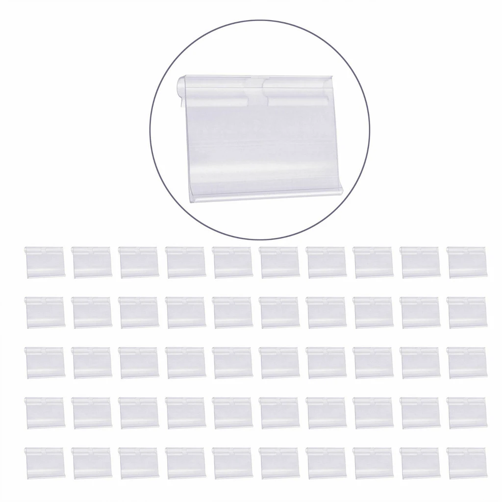 50-pack Transparent PVC Shelf Retail Price Tag Label Display Holder Durable