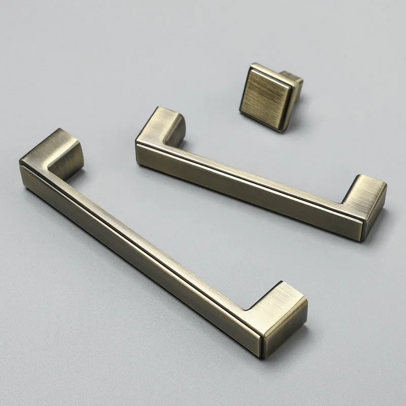 Matte Brushed Zinc Alloy Furniture Door Handle Kitchen Cabinet Handle Green Bronze Wardrobe Drawer Knob Single Hole Decoration