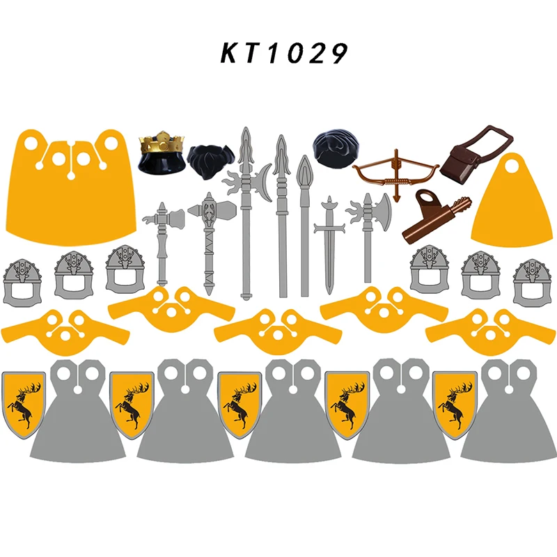 Single Sell KT1029 Medieval Knight GOT Baratheon Shield Helmet Lancer Figures Accessories Building Blocks Toy For Kids XP212-219