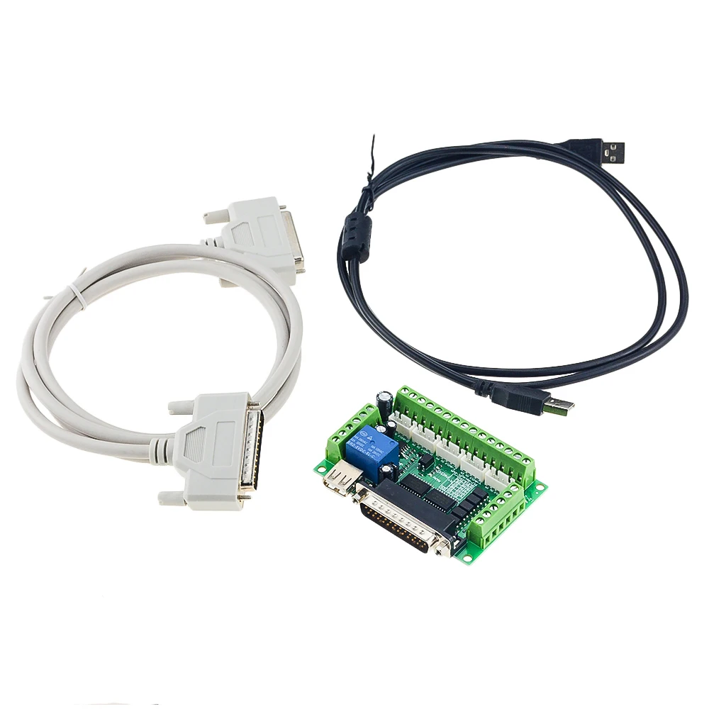 Upgraded 5 Axis CNC Interface Adapter Breakout Board for Stepper Motor Driver Mach3 +USB Cable hot sale and LPT Cable