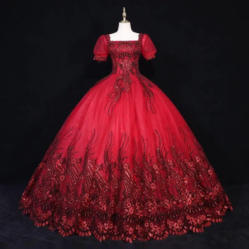 Robe De Bal Vintage à paillettes, tenue De princesse à manches bouffantes, avec des Appliques, 2021