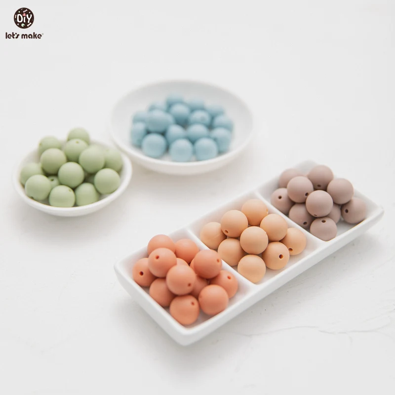 Let's Make Silicone Beads 12MM/15MM/20MM Set Ins Style Color System Baby DIY Toys No FPA Edible Food Grade Silicone Kid Gifts