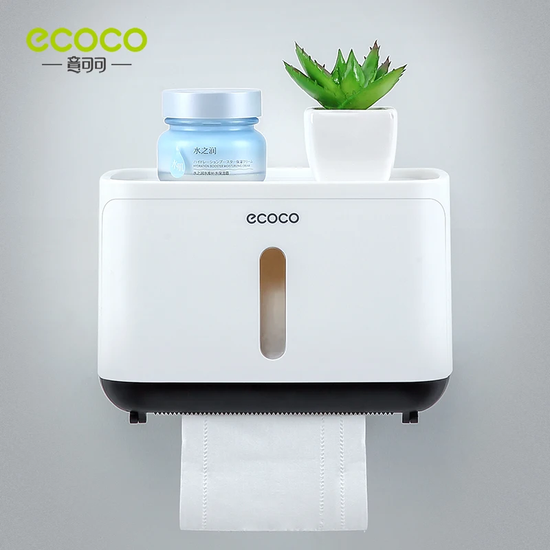 ECOCO Wall-Mounted Paper Towel Box Waterproof and Design Bathroom Accessories Shelf Paper Towel Box Integration Design
