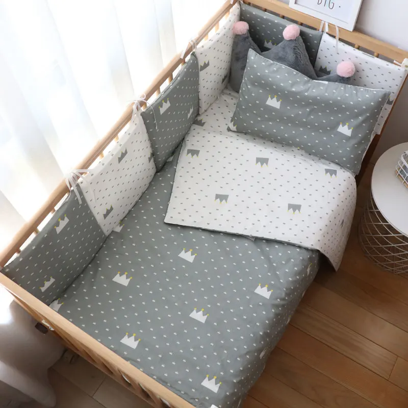 Baby Bedding Set Nordic Baby Bed Linen For Newborns Cotton Kids Crib Kit With Bumper Infant Nursery Decor  3 5 11 Pcs Set