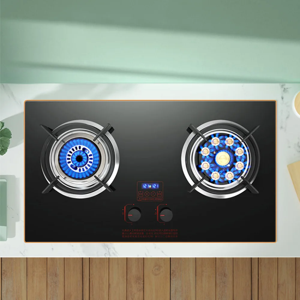 Cuisinière à double gaz intégrée, Eva de cuisine, table de cuisson avec minuterie