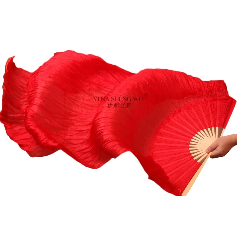 Tari Perut Fans 1Pc Tangan Kiri Buatan Tangan Dicelup Fan Long Fan 100% Real Silk Latihan Tari Kinerja Sutra Gradien warna 5 Ukuran