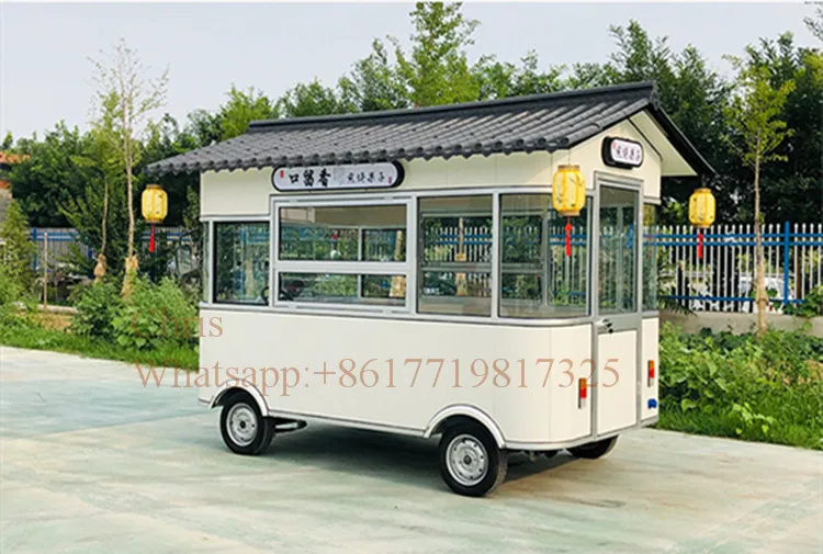 รถบรรทุกอาหาร Jui Coffee Kiosk พิซซ่าห้องครัว Trailer Candy ไอศกรีมร้อนสุนัขไฟฟ้าอาหารมือถือรถเข็น
