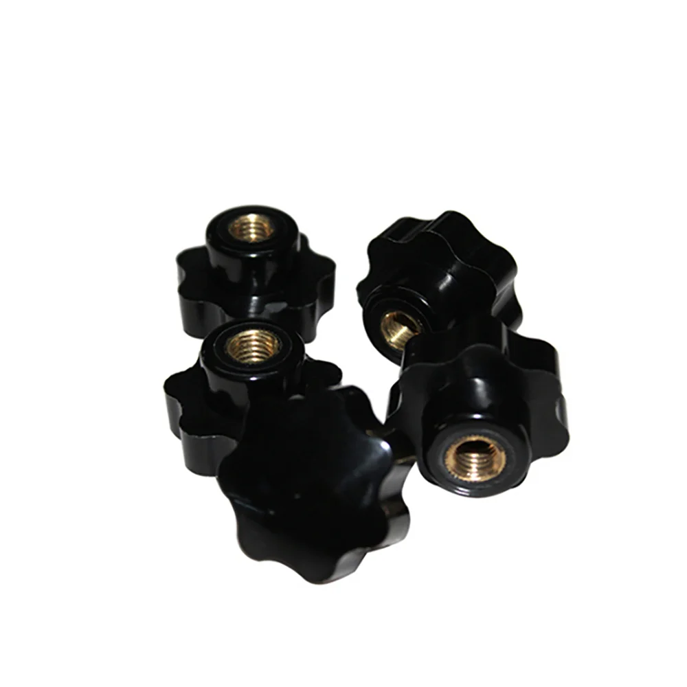 5Pcs M6 Plum Bakelite Hand Tighten Nuts Handle Star Mechanical Black Thumb 25 OD