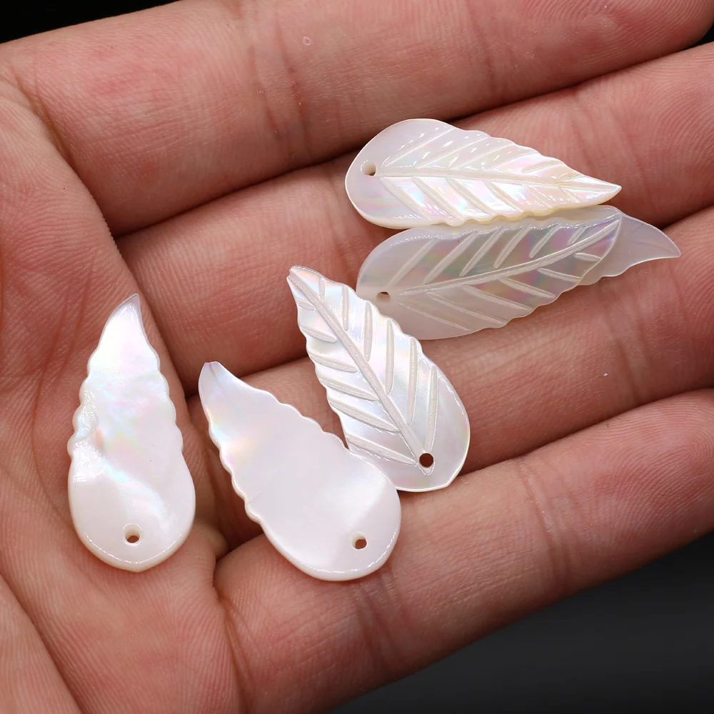 4pcs Natural Freshwater Leaf Shape Mother of Pearl Shell Beads Charm Pendant for Women Gift Jewelry Making Necklace Earring