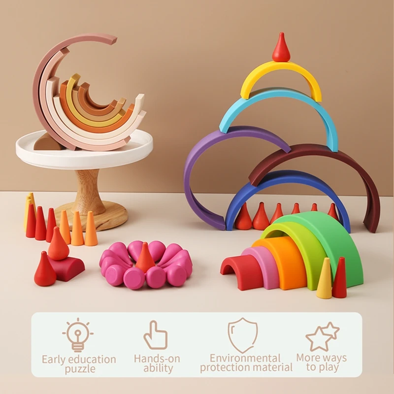 Baby Rainbow Colors giocattoli impilabili in Silicone giocattoli creativi Montessori BPA Free Food Grade Silicone educazione precoce giocattolo Montessori