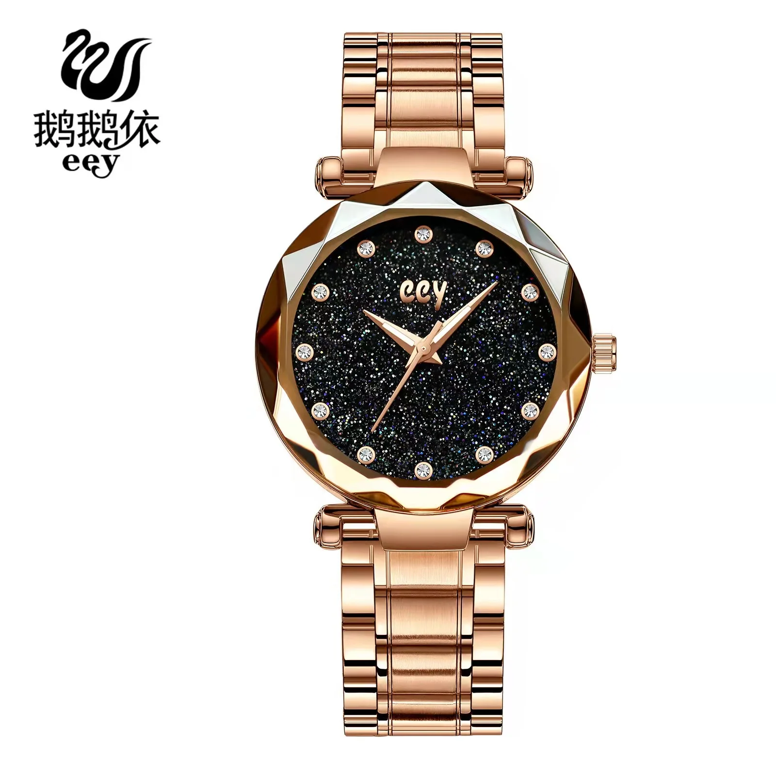WOKAI high quality women's quartz folding clasp steel strap Quartz watch Female student waterproof glow-in-the-dark clock