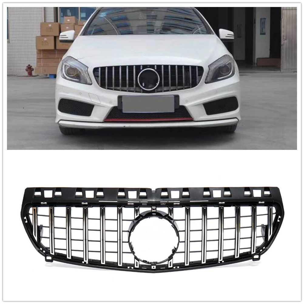 

Front Grille For Mercedes Benz A Class W176 2013-2015 A180 A200 A250 A45 AMG GT Style Silver/Black Upper Bumper Hood Mesh Grill