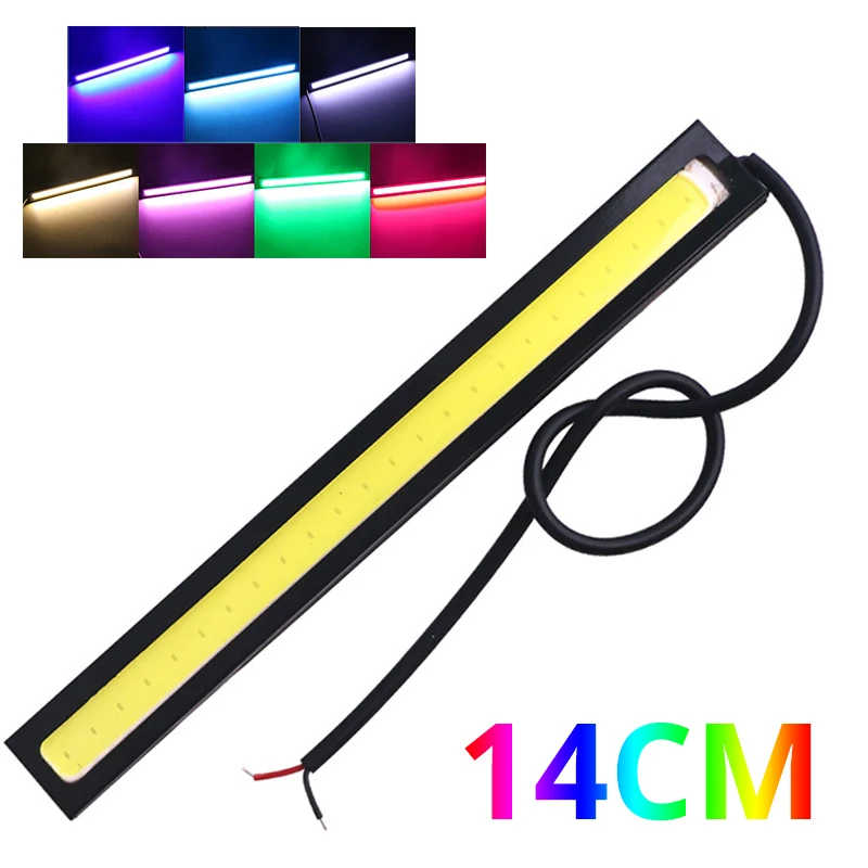 1Pcs 14CM COB DRL Daytime Running Strip Light bulb Car Motorcycle Styling Ultra Bright DRL COB Driving Fog lamp red blue yellow